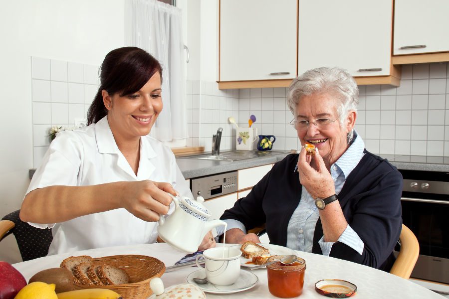Healthcare Eating Tea Together